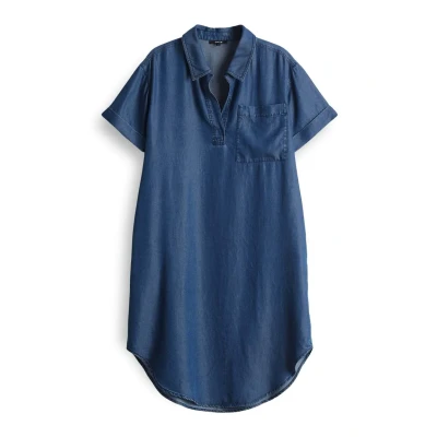 Abbildung von OPUS SOFT Regular FIT Overcut Short Sleeve Jeanskleid, Damen, Größe: 34, Mid deep blue