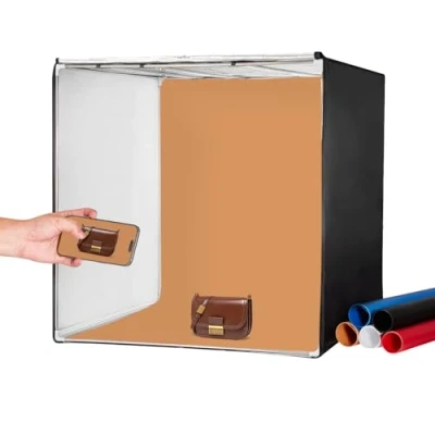 Abbildung von VEVOR Fotobox für Studio Lichtbox 100 x cm, Kit Light Box 5600 K, 210 LED Lichter 5 Hintergründe, Fotostudio CRI ≥95, Lichtzelt