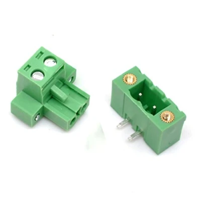 Abbildung von Oiyagai 20 Set 5,08mm Neigung Rechteckiger Winkel 2 Pin PCB Steckbare Klemmenblöcke Stecker Grün