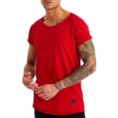 Abbildung von Leif Nelson T Shirt Herren Sommer tiefer Rundhals Ausschnitt (Rot, Größe S), Regular Fit 100% Baumwolle, Casual Basic Männer Kurzarm