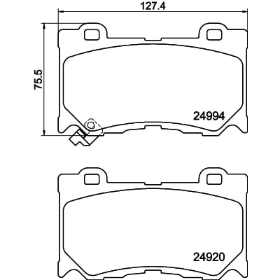 Abbildung von HELLA 8DB 355 015 411 Bremsbelagsatz mit akustischer Verschleißwarnung Zubehör INFINITI: QX70 SUV, Q50 Limousine, FX NISSAN: 370Z Coupe