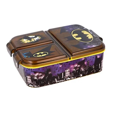 Abbildung von Theonoi Kinder Brotdose Lunchbox Sandwichbox mit Fächern Brotbox Unterteilung aus Kunststoff BPA frei (Batman)