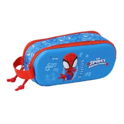 Abbildung von Spidey 3D Doppelmäppchen für Kinder, ideal Kinder im Schulalter, bequem und vielseitig, Qualität Widerstandsfähigkeit, 21 x 6 8 cm, Marineblau/Rot, M, Casual