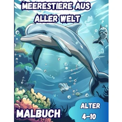 Abbildung von Meerestiere aus aller Welt Malbuch: Malbuch für Kinder von 4 bis 10 Jahren
