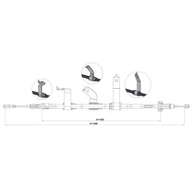 Abbildung von METZGER 1.KI016 Handbremsseil hinten links 1680/1455 Scheibenbremse KIA: RIO 3