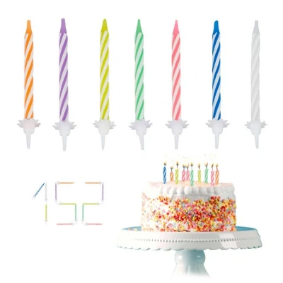 Abbildung von Relaxdays, bunt Geburtstagskerzen, 152 teiliges Kerzenset mit Haltern, Kuchenkerzen für Geburtstagsdeko, Partykerzen 6cm, Standard,