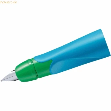 Abbildung von Rechtshänder Griffstück für ergonomischen Schulfüller mit Standardfeder Feder M STABILO EASYbirdy in himmelblau/grasgrün