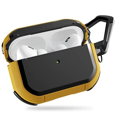 Abbildung von PZOZ Hülle für AirPods Pro 2. Generation,PC und TPU Schutzhülle (Front LED sichtbar) Ohrstöpsel Zubehör,AirPods 2 Case(Gelb)