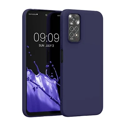 Abbildung von kwmobile Hülle kompatibel mit Xiaomi Redmi Note 11 / 11S weiches TPU Silikon Case Cover geeignet für kabelloses Laden Deep Ocean