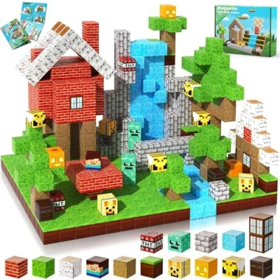 Abbildung von ToyUnited Magnetische Bausteine 100 Stück Magnetblöcke BAU Deinen Eigenen Zauberwald mit Waldtieren, Elfen &amp; Abenteuern! Kreatives Spielzeug ab 4 5 6 7 Jahren für Jungen Mädchen