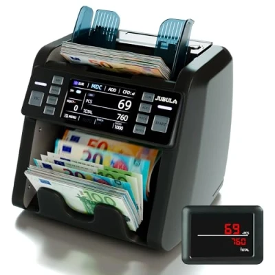 Abbildung von Jubula Banknotenzähler MV 550, Geldzählmaschine für gemischte Geldscheine, 2 CIS, Touchscreen