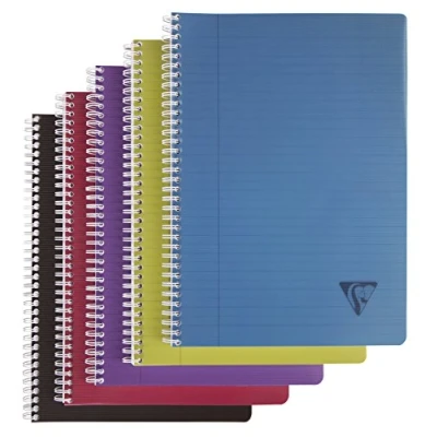 Abbildung von 5 x Clairefontaine Spiralbuch Linicolor A4 90 Blatt liniert mit Rand f