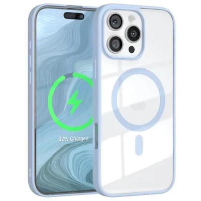 Abbildung von EAZY Case Hülle für iPhone 16 Pro Max kompatibel mit Qi Charging Ultra Aufprallschutz Stoßfest Kratzfest dünne Schutzhülle Kameraschutz Silikon Cover Hybrid Handy Hell Blau