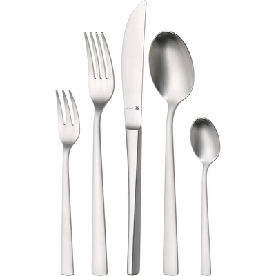 Abbildung von WMF Corvo Besteck Set 12 Personen, 66 teilig, 60 Teile mit Servierbesteck, Hohlheftmesser, Cromargan protect mattiert, kratzbeständig, spülmaschinenfest