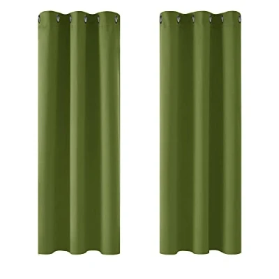 Abbildung von Deconovo Blickdicht Gardinen mit Ösen für Schlafzimmer Thermogardinen Vorhang Kälteschutz Thermogardine Hitzeschutz Dicke Thermovorhang, 138x107cm(HöhexBreite), Apfelgrün, 2er Set