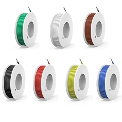 Abbildung von 0. 13mm² 26 AWG Silikon Elektrischer Draht Kabel anschließen Weich und flexibel Litzendraht aus verzinntem Kupferdraht Hohe 7 Farben je 10 Meter Spule Temperaturbeständigkeit 200 Celsius 300V