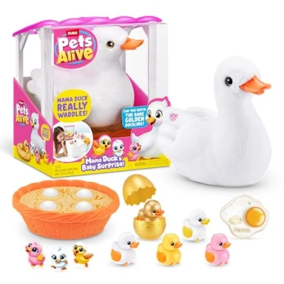 Abbildung von Pets Alive Mama Duck &amp; Baby Surprise von ZURU Fürsorgliches Spielen Überraschung Schlüpfen Interaktiv Mädchen Spielzeug, Pink