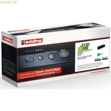 Abbildung von edding Toner EDD 2130 Cyan Reichweite 2300 Seiten Ersetzt HP 201X (CF401X)