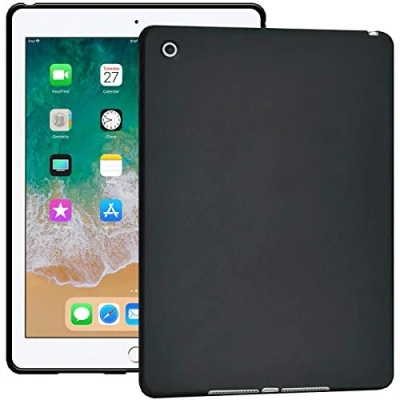 Abbildung von Verco Hülle für iPad 2018/2017 9.7, Schutzhülle Tablet Tasche Silikon Cover (iPad 6 Generation) [Modell: A1893 / A1954], Schwarz