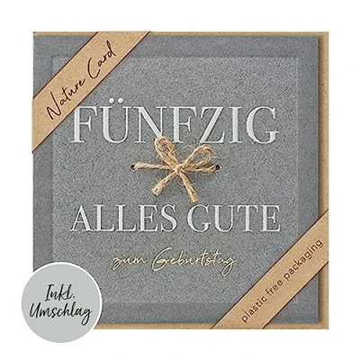 Abbildung von bsb Karte zum 50. Geburtstag Nature Card Nachhaltige Karten Geburtstagskarten mit Umschlag Geburtstagskarte Frauen &amp; Männer Glückwunschkarte 15,5 x cm