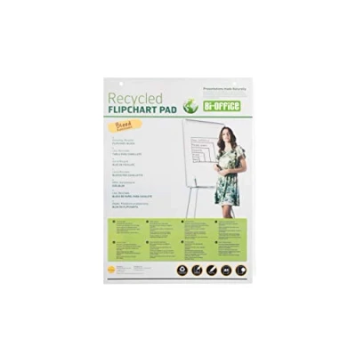 Abbildung von Bi Office Earth Flipchartblock aus Recyclingpapier, A1, Blanko, 20 Blättern, 70 g/m², 5 Flipchartblöcke