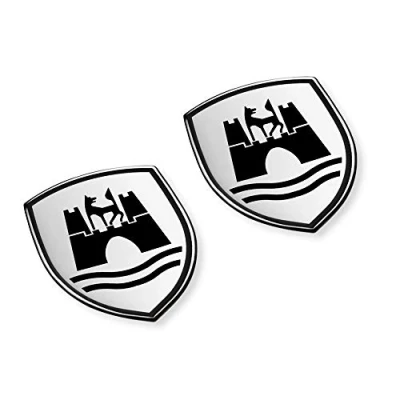 Abbildung von Volkswagen 5C0064317ASXRW Dekorfolien Set Wolfsburg Wappen Emblem satinschwarz chromglanz