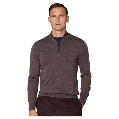 Abbildung von Hackett London Merino HZIP Strickpullover, Herren, Größe: XXL, Bark brown