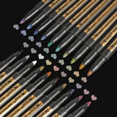 Abbildung von Metallic Marker Stifte,20 Farben Metallischen Stift Pens,Gold set für schwarzes Papier,Steinmalerei, gästebuch,Kartenherstellung,Scrapbooking,Handwerk, zum Metall,Holz