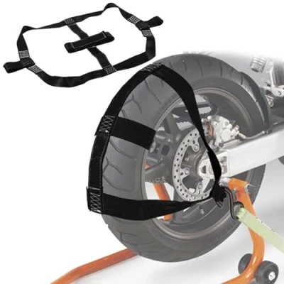 Abbildung von Motorrad Spanngurte Transportsicherung: Autotransport 48mm Spanngurt Radsicherung Zurrgurte Reifengurt Automatik Transport Zurrschlaufen PWK Anhänger Zubehör(schwarz)