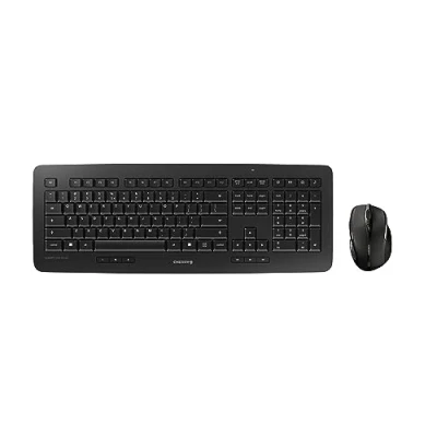 Abbildung von CHERRY DW 5100, Kabelloses Tastatur Maus Set, Pan Nordisches Layout (QWERTY), 2,4 GHz Funk, Plug &amp; Play, Ergonomische Maus, Batteriebetrieben, Schwarz