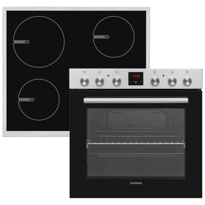 Abbildung von Telefunken Elektro Herd Set B HS 75 I I, Einbauherdset, Backofen mit Induktionskochfeld, Teleskopauszug, 78 L