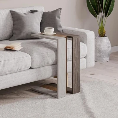 Abbildung von HOCUS PICUS Moderner C Tisch für Wohnzimmer Multifunktionaler Beistelltisch Couchtisch &amp; Nachttisch mit vielen Farboptionen 57 x 40 30 cm Goldmarmor Effekt Dunkle Eiche Dunkler Kaffee