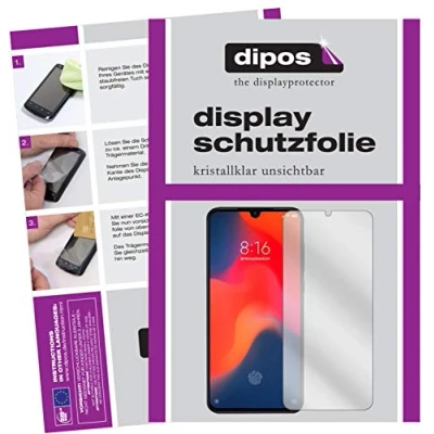 Abbildung von dipos I 6X Schutzfolie klar kompatibel mit Xiaomi Mi 9 SE Folie Displayschutzfolie (3X Vorderseite + 3X Rückseite)