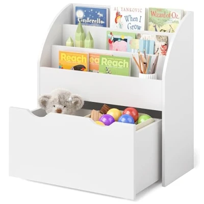 Abbildung von Bellabino Kinderregal Koro, weiß, 3 Fächer für Bücher, 1 Schublade
