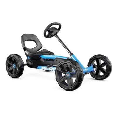 Abbildung von Gokart mit verstellbarem Sitz. Schaumreifen und Soundbox Reppy Blue BERG