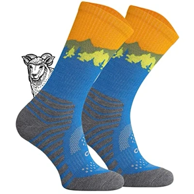 Abbildung von TODO BP LIGHT Dünn Merino Wandersocken für Herren, Damen Trekking Socken, Atmungsaktiv, 55% Merinowolle Blend Funktionssocken, Outdoor (Falcon Raspberry, 39 42)