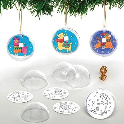 Abbildung von Baker Ross AX595 Festliche Lama Mix &amp; Match Weihnachtskugel Bastelset Für Kinder 8 Stück, Kreativsets Und Bastelbedarf Zum Basteln Dekorieren Zur Weihnachtszeit