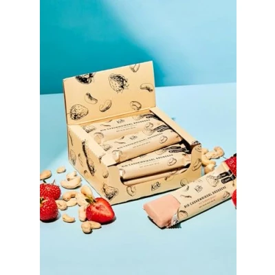 Abbildung von KoRo Bio Cashewriegel Erdbeere 12 x 50 g Für den kleinen Hunger zwischendurch Qualität Pinke Erdbeer Schoko Glasur