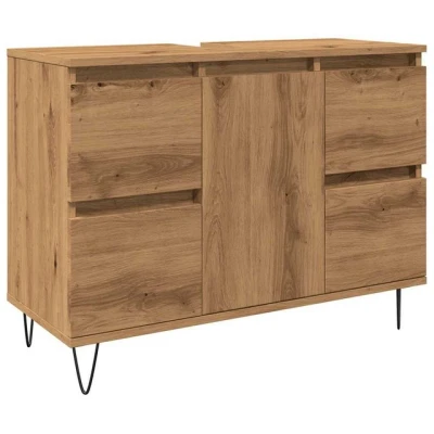 Abbildung von vidaXL Badezimmer Set Badschrank Artisan Eiche 80x33x60 cm Holzwerkstoff