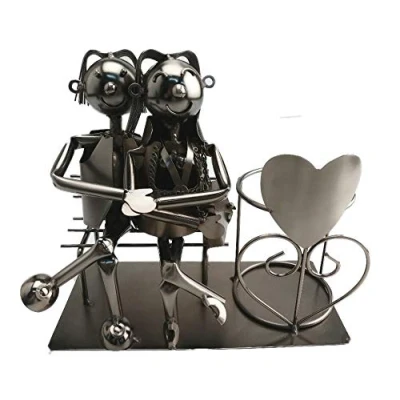 Abbildung von ito electronics Liebespaar auf Bank Flaschenhalter sitzend Hochzeit Geschenk Herz Weinflaschenhalter Weinständer, 24 x 11 21 cm