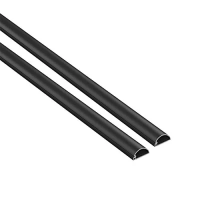 Abbildung von D Line 1M2010B 2PK Micro+ Kabelkanal Selbstklebender, Halbrunde Kabelführungen, Kabelleiste 2x 20mm (B) x 10mm (H) 1 Meter Länge Schwarz