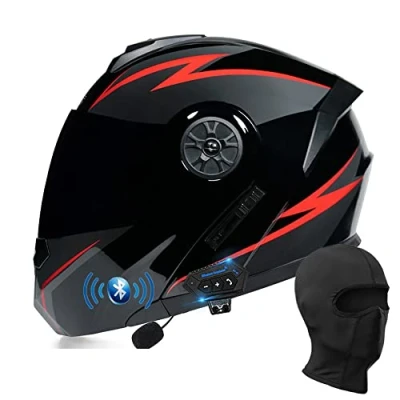 Abbildung von BYGMWEP Klapphelm mit Bluetooth, Integriert Motorradhelm, ECE Zertifiziert Integralhelm Doppelvisier, Eingebautem Mikrofon für Automatische Reaktion, Erwachsene Frauen Männer