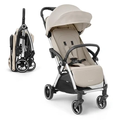 Abbildung von KikkaBoo EDEN Buggy, Kinderwagen bis zu 22 kg, automatisches Falten, Neigungsposition, Ultraleicht, Kompakt, Beige
