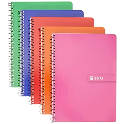 Abbildung von Enri 100430081 5er Pack Notizbücher, Spiralbindung, Hardcover, A5