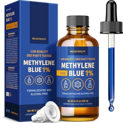 Abbildung von Methylenblau 1% Pharma Qualität mit Pipette 100 ml formaldehydfrei, alkoholfrei, lichtgeschützt, Laborreinheit