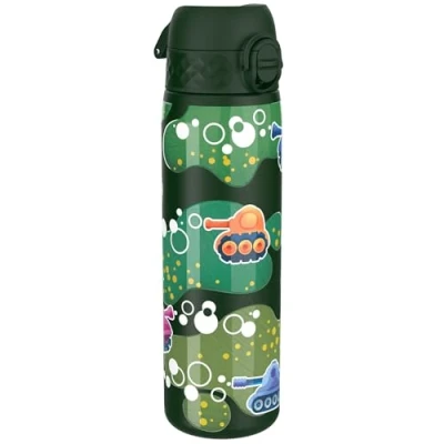 Abbildung von Ion8 Stahl Trinkflasche, 600 ml, Auslaufsicher, Einhandöffnung, Sichere Verriegelung, Spülmaschinenfest, Klappdeckel, Tragegriff, Leicht zu Reinigen, Langlebig, Panzer Design