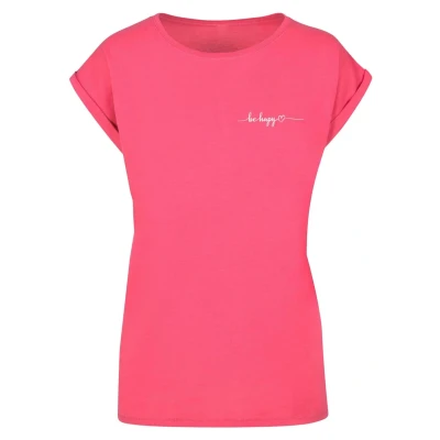 Abbildung von Merchcode BE Happy Tshirt print, Damen, Größe: Large, Hibiskus pink