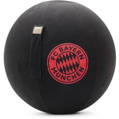 Abbildung von MAGMA Sitting Point FC Bayern München Sitzball VIP Ball, 65 cm Ø, Ergonomisch für gesundes Sitzen, 100% PVC und Polyester (Schaffellimitat), Made in Germany, rot