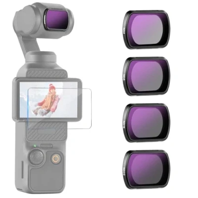Abbildung von NEEWER ND Filter Kit für Pocket 3 (4 Stück), ND4 ND8 ND16 ND32, Magnetisches Neutraldichtefilter Zubehör Set mit optischem HD Glas, mehrschichtig, kompatibel DJI Osmo Creator Combo,