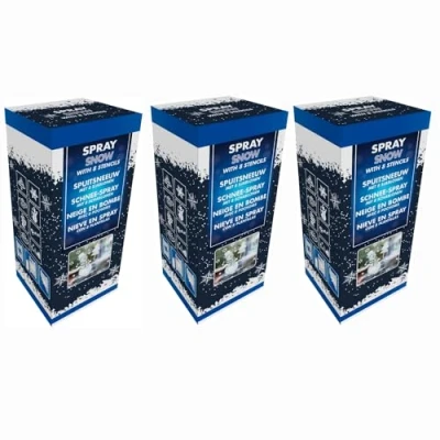 Abbildung von 3 x Schneespray 150 ml inklusive 24 Schablonen Weihnachtsdeko Kunstschnee Fensterdeko mit und Schablone Schnee Spray für Weihnachten Größe (150 inkl. 8 Schablonen)